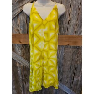 Calvin klein 10 white yellow shift dress summer sundress tiedye boho EUC bright